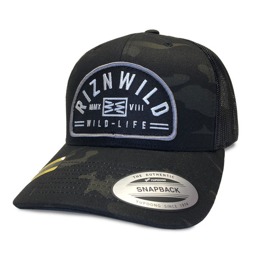 RIZNWILD black camo curved bill snapback hat