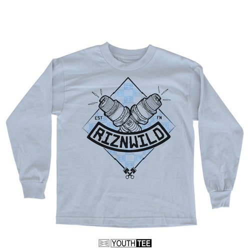 COMBUST YOUTH LONG SLEEVE TEE IN SILVER