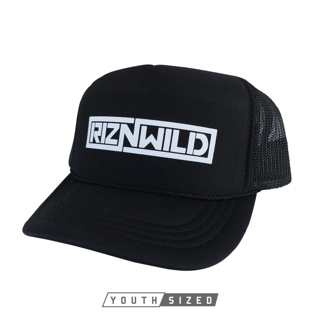 MAZE YOUTH CURVED BILL TRUCKER HAT IN BLACK
