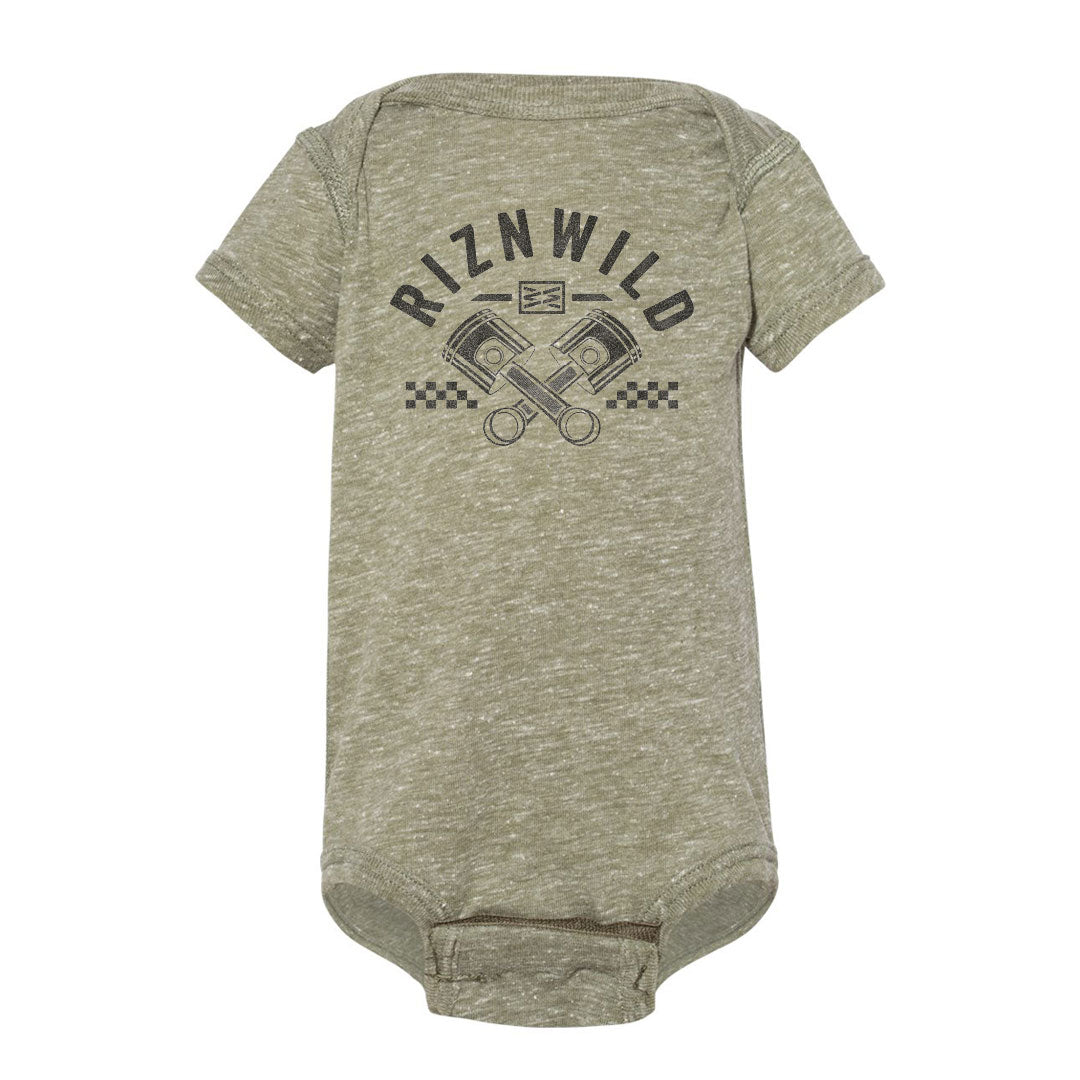 PISTON BABY ONESIE IN MILITARY GREEN