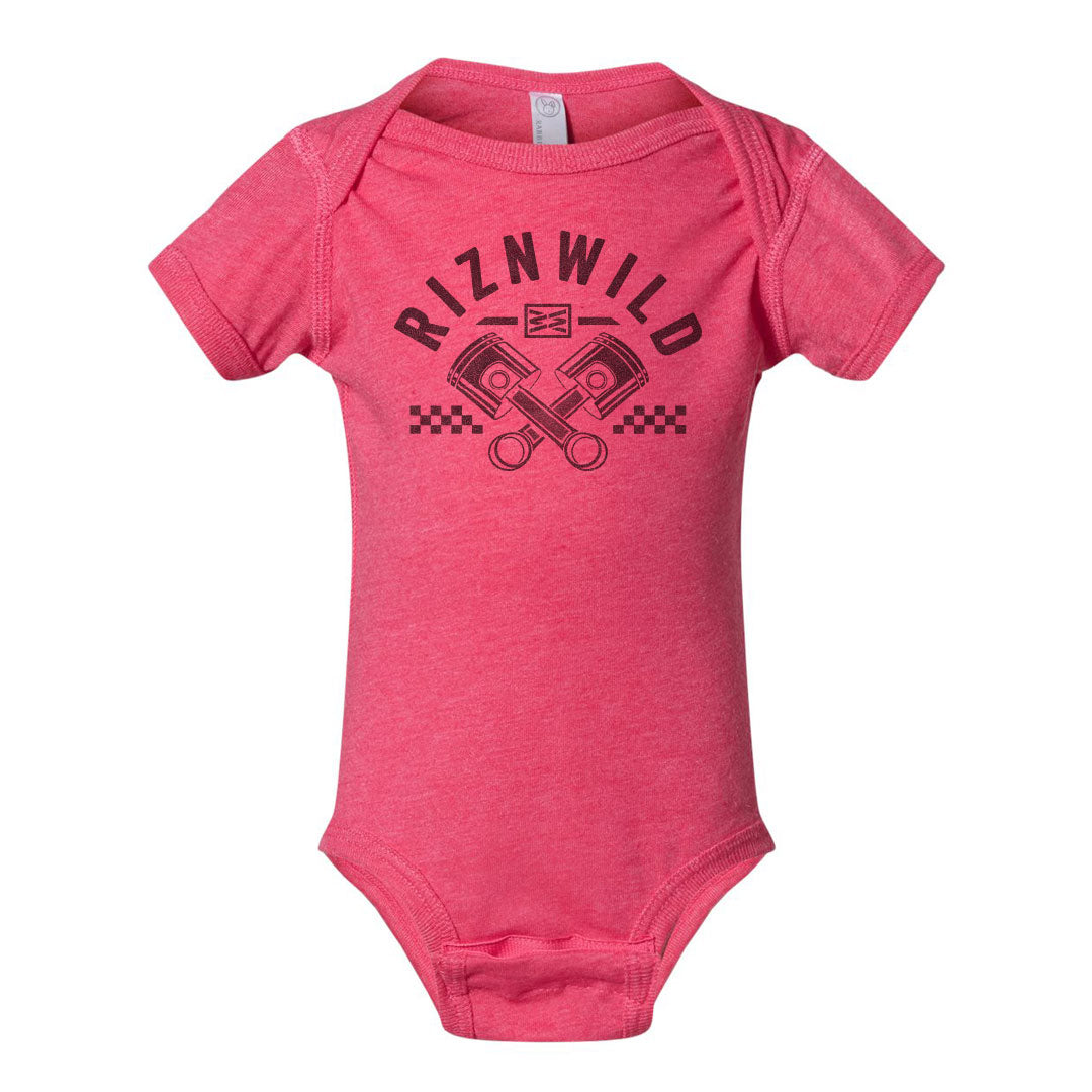 PISTON BABY ONESIE IN VINTAGE HOT PINK