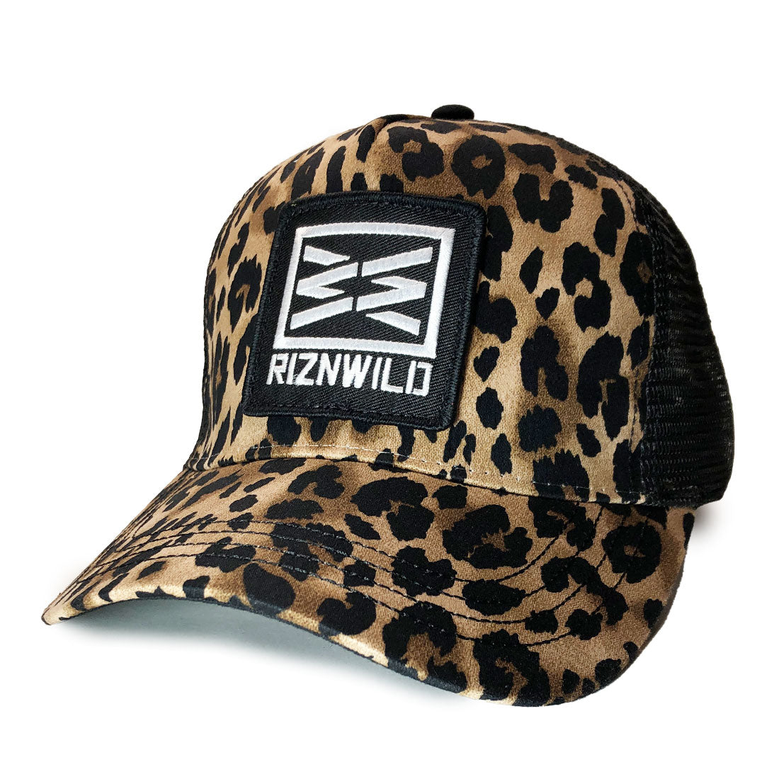 RIZNWILD leopard curved bill trucker hat