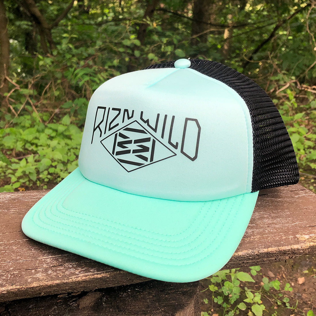 Range Curved Bill Foam Front Trucker Hat in Light Mint/Dark Mint/Black