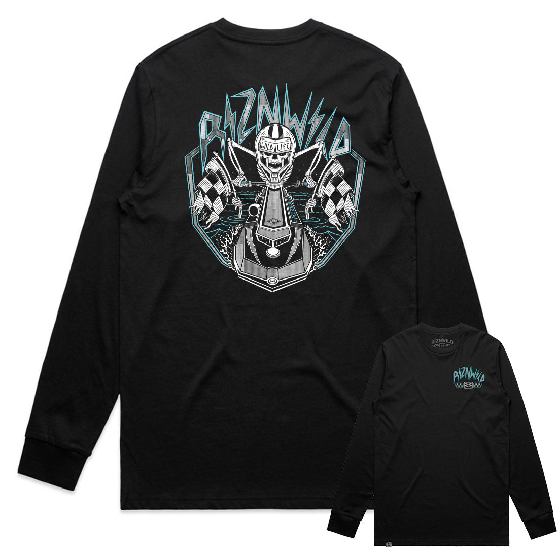 DEAD SET MENS LONG SLEEVE STAPLE TEE IN BLACK