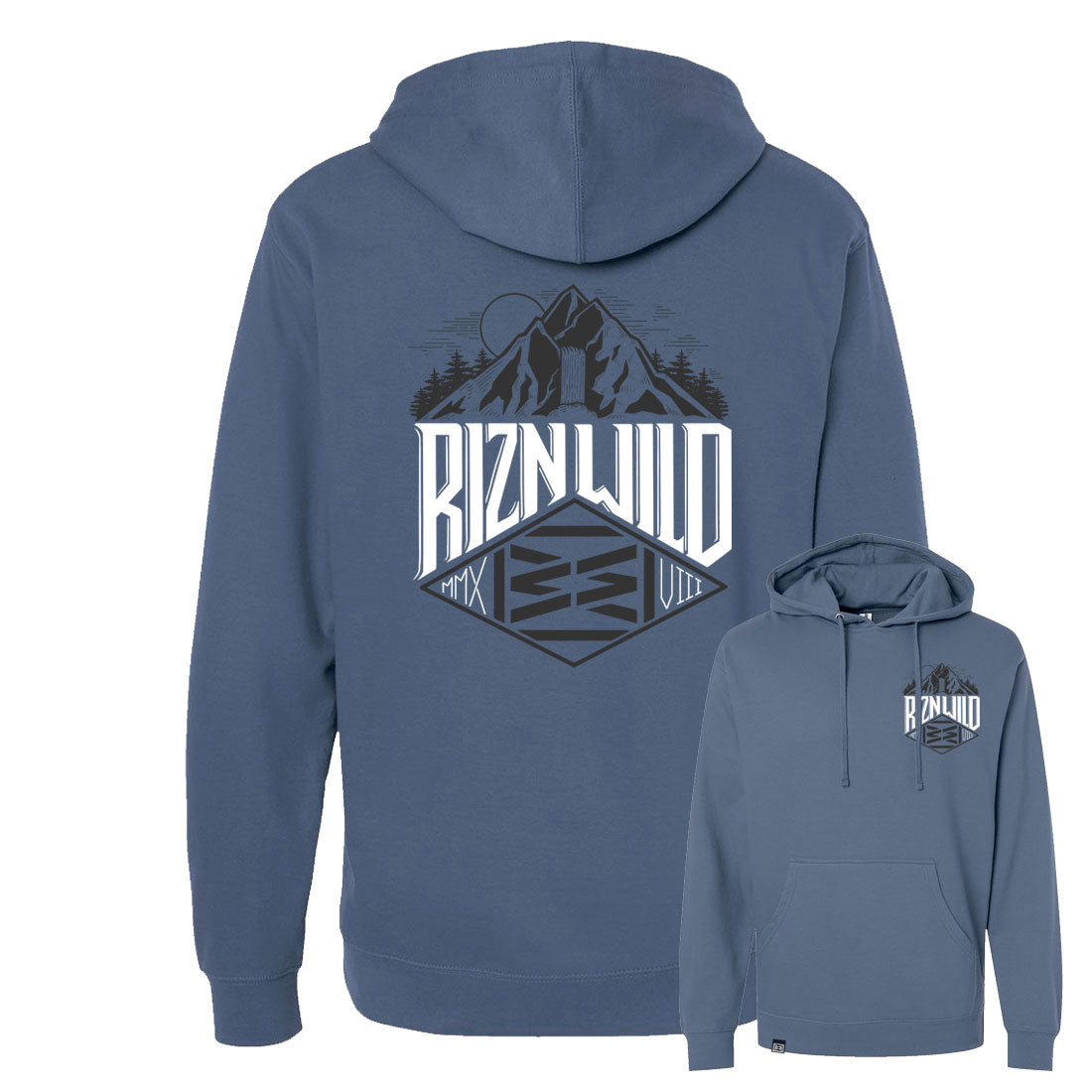 RIDGE MENS HEAVYWEIGHT PULLOVER HOODIE IN STORM BLUE