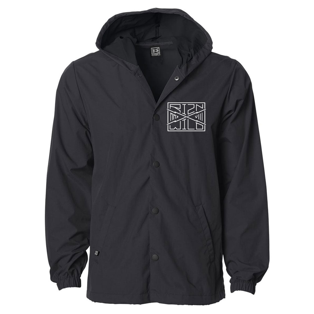 Parallel Water Resistant Hooded Windbreaker Jacket in Black