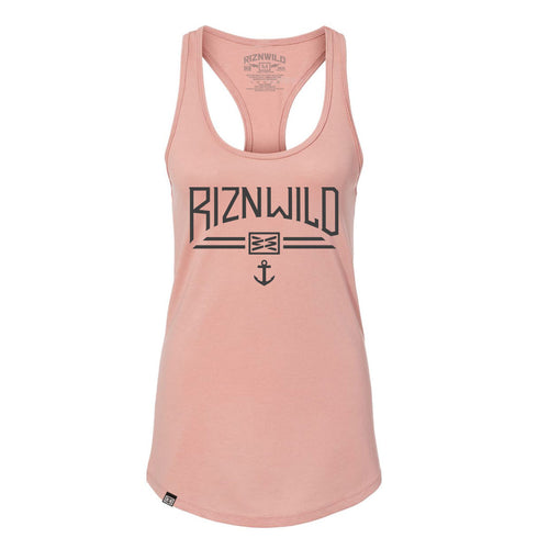 cute women's racerback tank in desert pink nautical themed RIZNWILD 