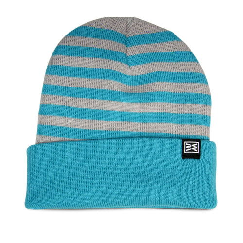 Division Cuffed Beanie in Grey/Baby Blue