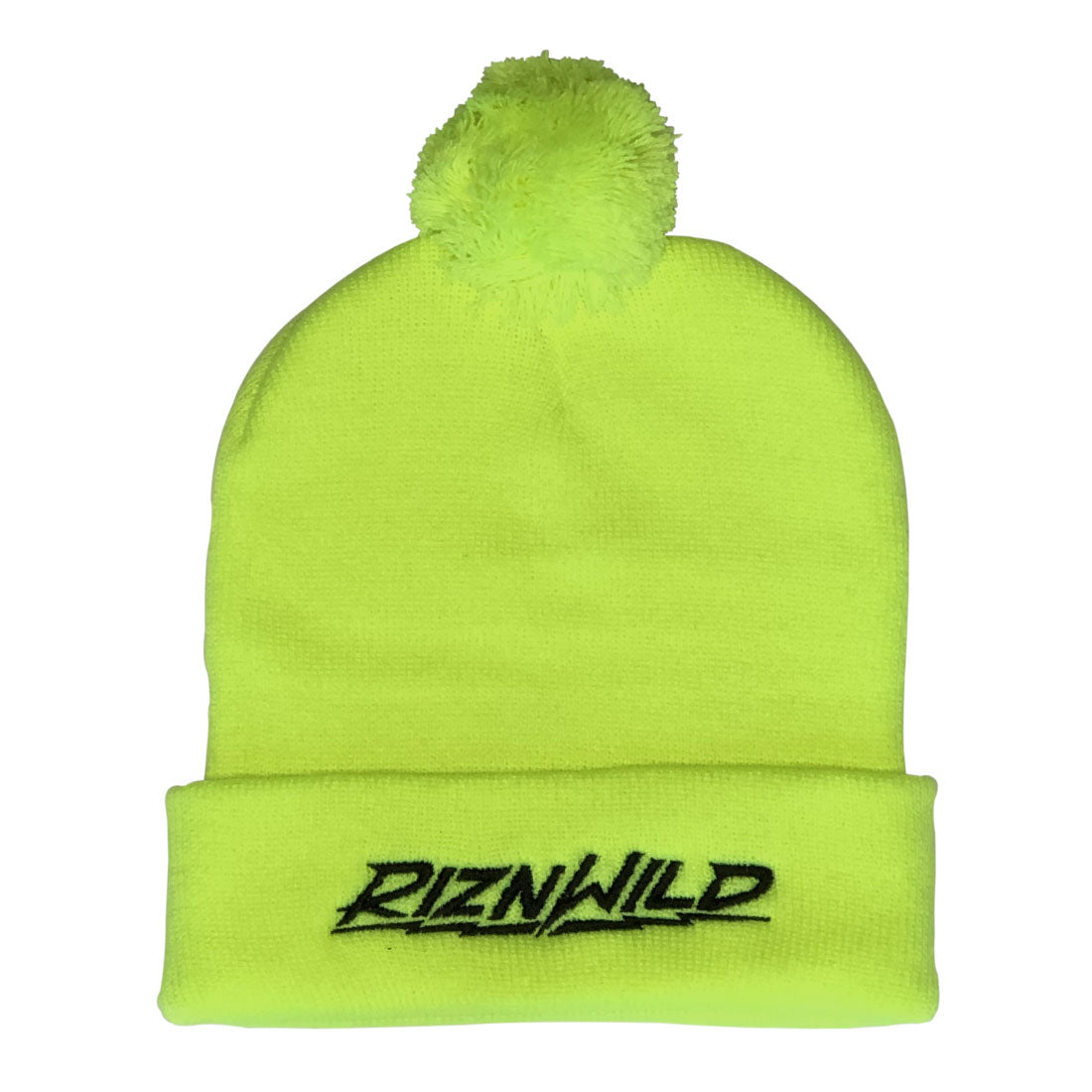 Electric Cuffed Pom Beanie In Neon Yellow