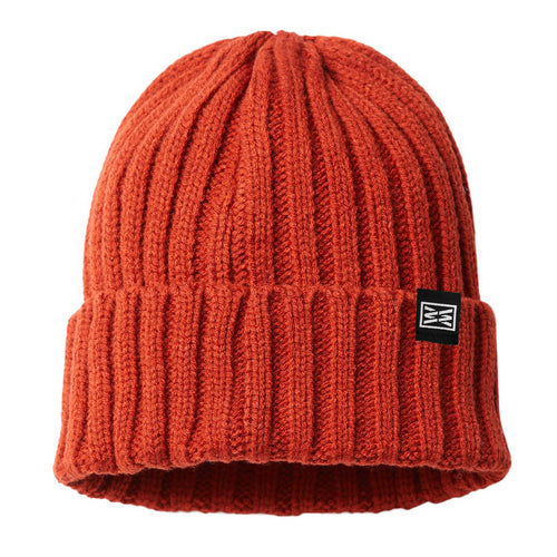 TELLY SUBSTAINABLE CABEL KNIT BEANIE IN RUSTY