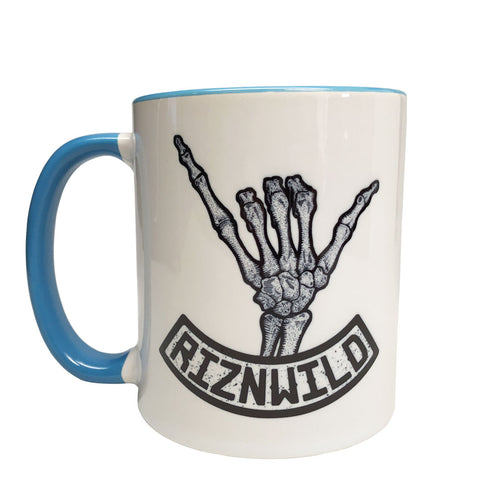 RIZNWILD Shaka skeleton hand logo coffee mug 