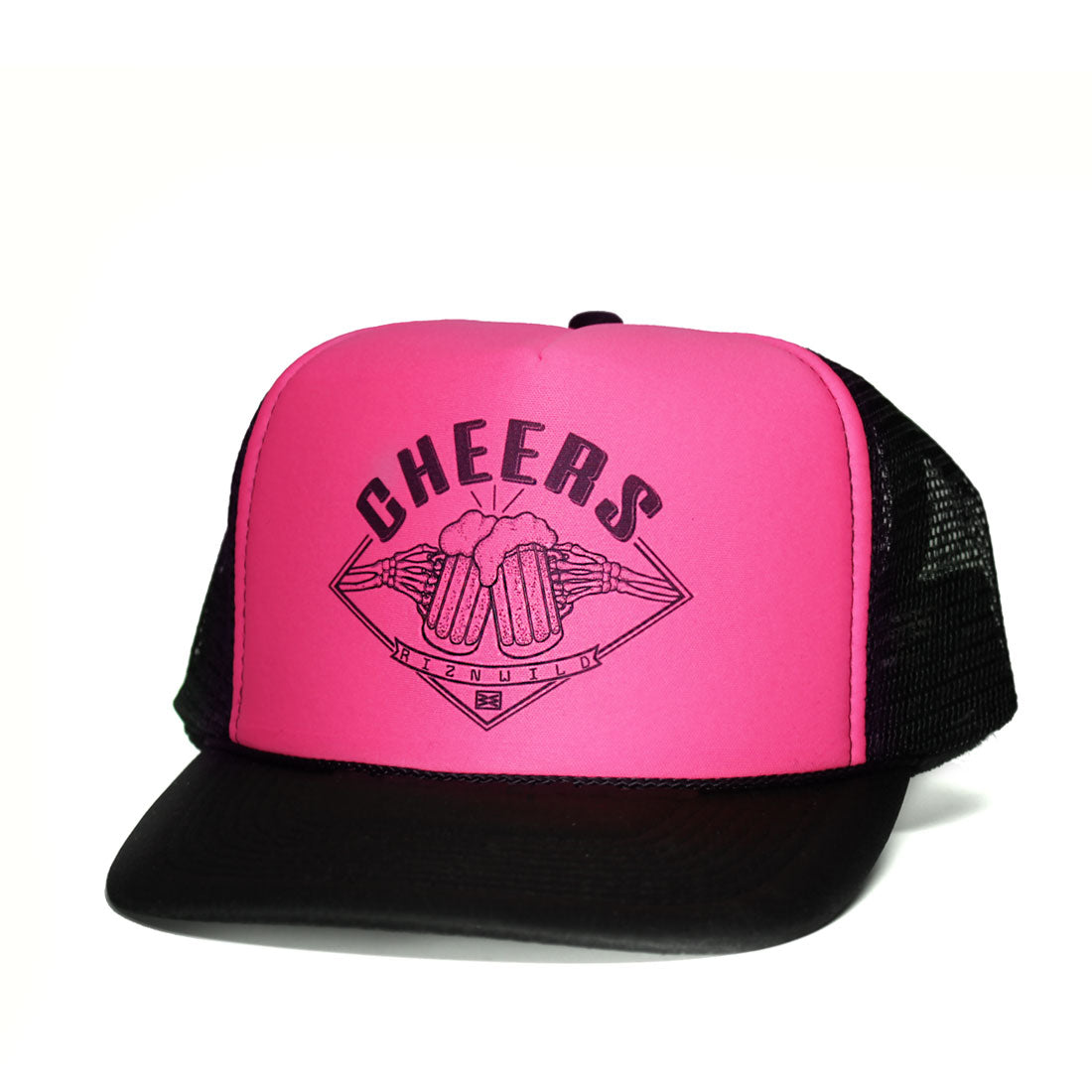 Cheers hot pink foam curved bill trucker hat | RIZNWILD