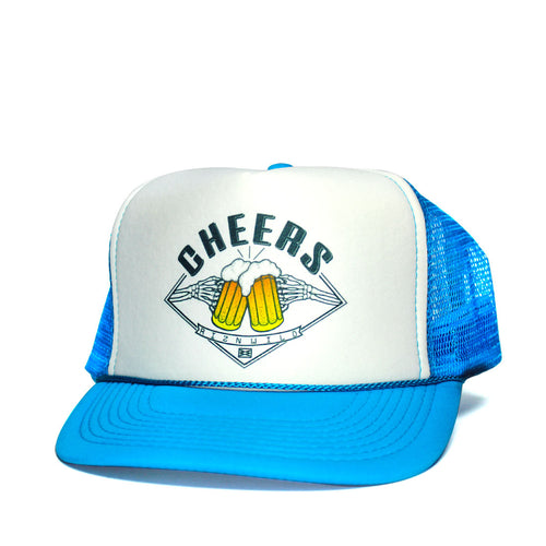 Cheers beer clinging trucker hat blue and white | RIZNWILD 