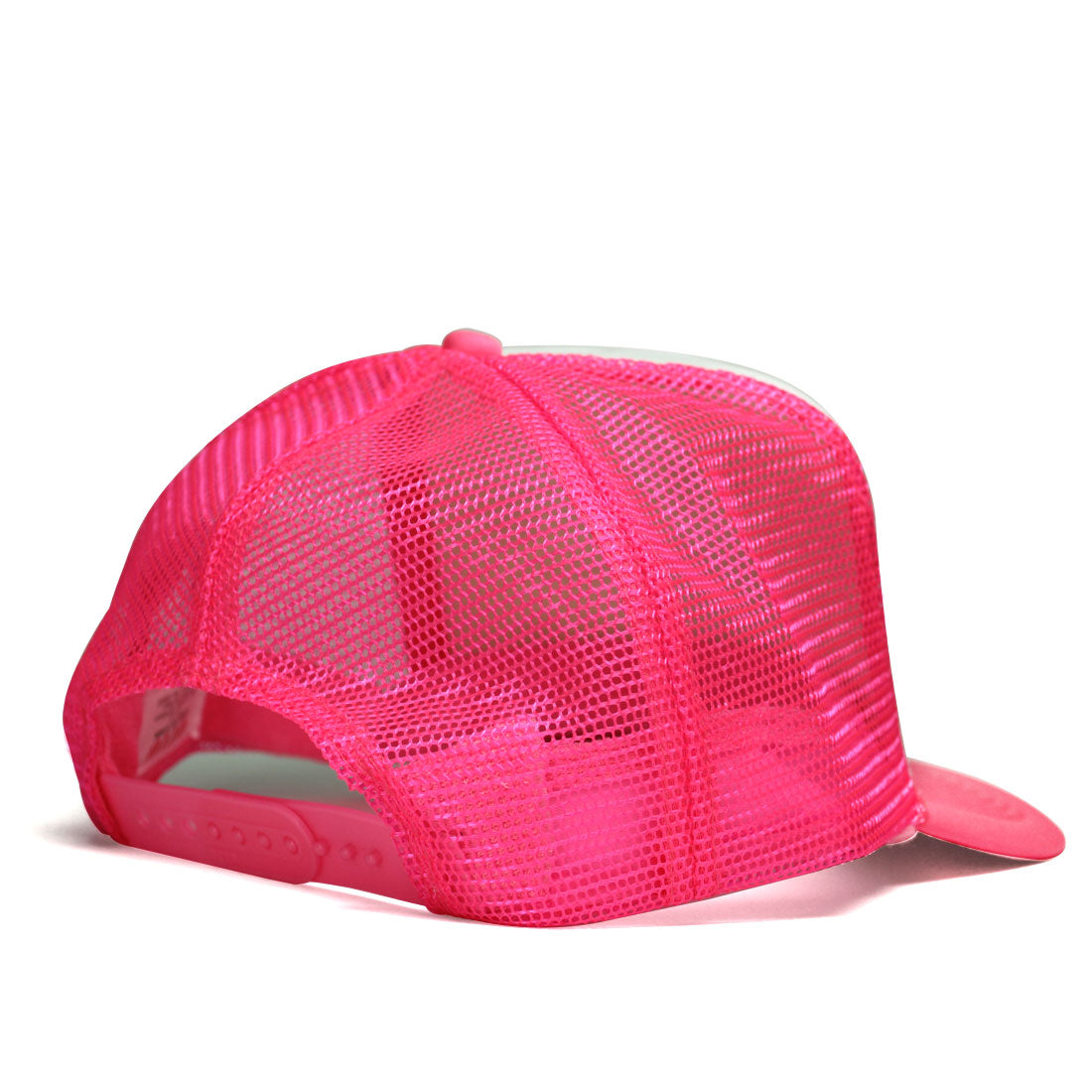 Rewind Curved Bill Trucker Hat in Hot Pink/White