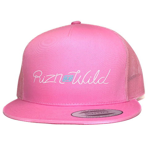 Cheers Curved Bill Trucker Hat in Pink Black