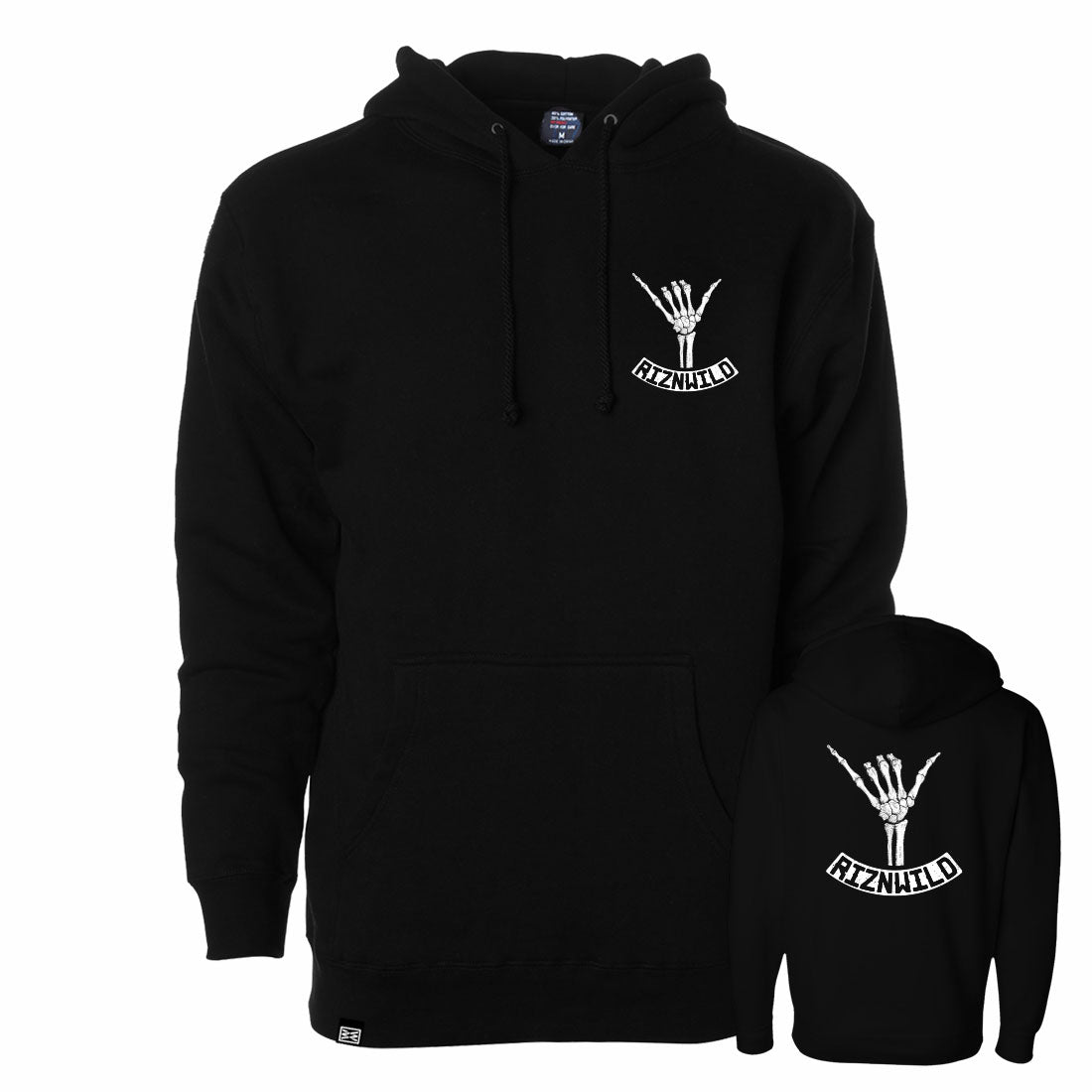 SHAKA MENS HEAVYWEIGHT PULLOVER HOODIE IN BLACK