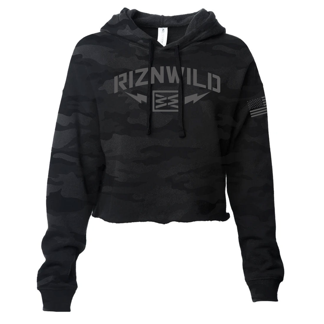 STORM WOMENS CROP HOODIE IN BLACK CAMO