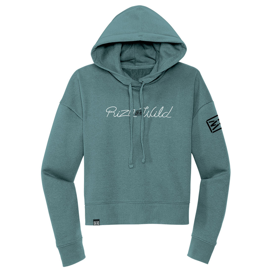 STREAM WOMENS DROP SHOULDER CROPPED HOODIE IN EUCALYPTUS BLUE