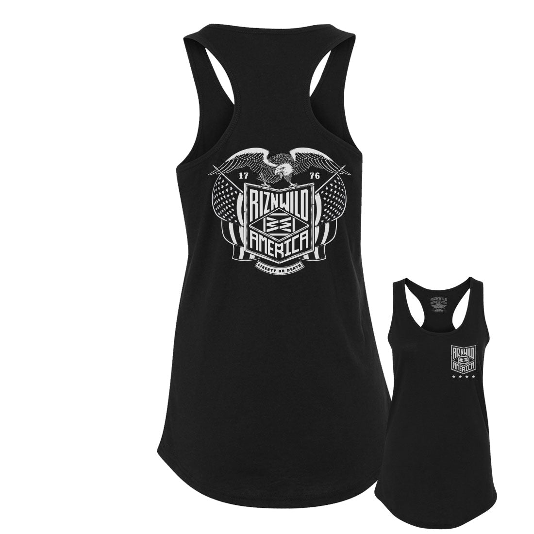 AMERICA WOMENS RACERBACK TANK IN BLACK