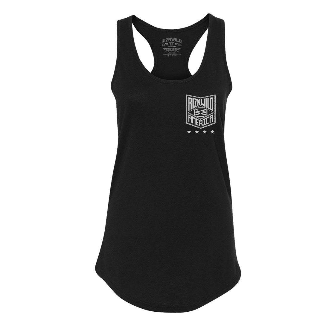 AMERICA WOMENS RACERBACK TANK IN BLACK