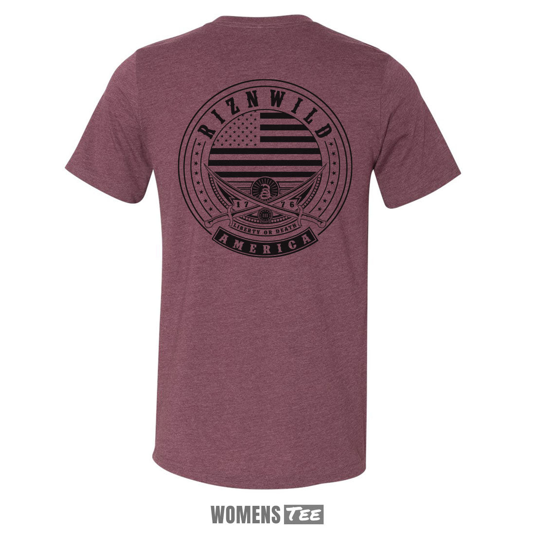 LIBERTY WOMENS TEE IN HEATHER MAROON