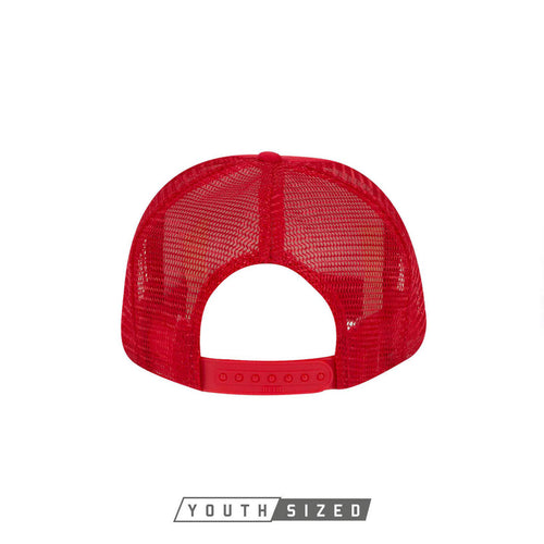 EMPIRE YOUTH CURVED BILL TRUCKER HAT IN RED