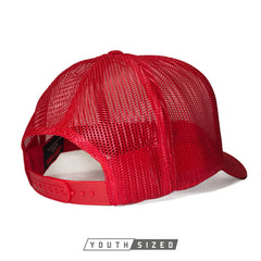 STORM YOUTH CURVED BILL TRUCKER HAT IN RED